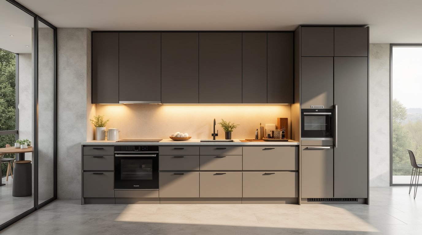 Planned cabinet kitchen with modern storage design