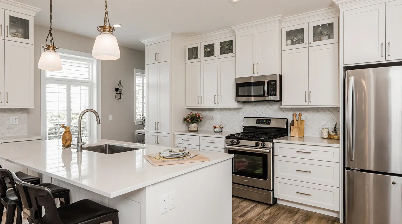 Affordable kitchen remodel near me with modern cabinets and updated countertops.