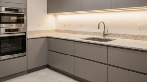 Affordable kitchen renovation cost with modern cabinets and updated countertops.