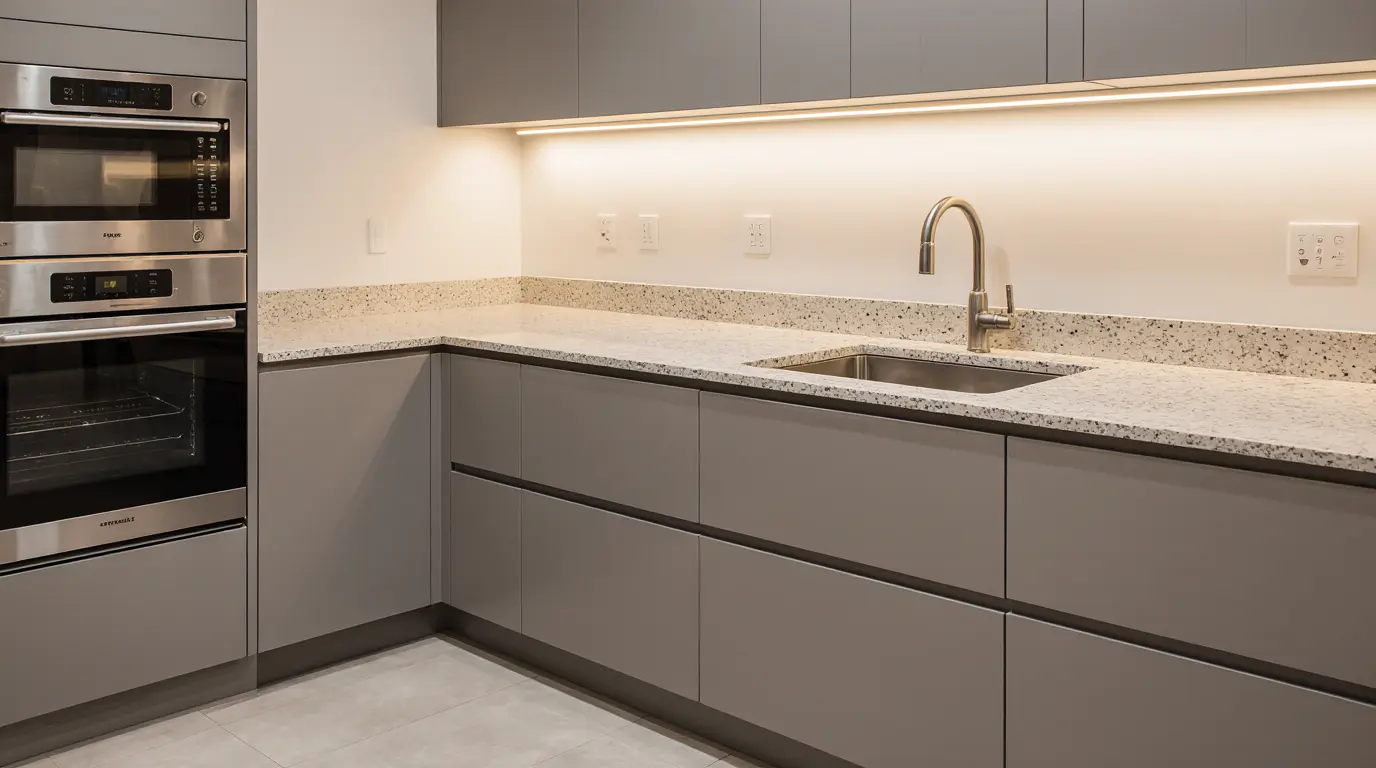 Affordable kitchen renovation cost with modern cabinets and updated countertops.