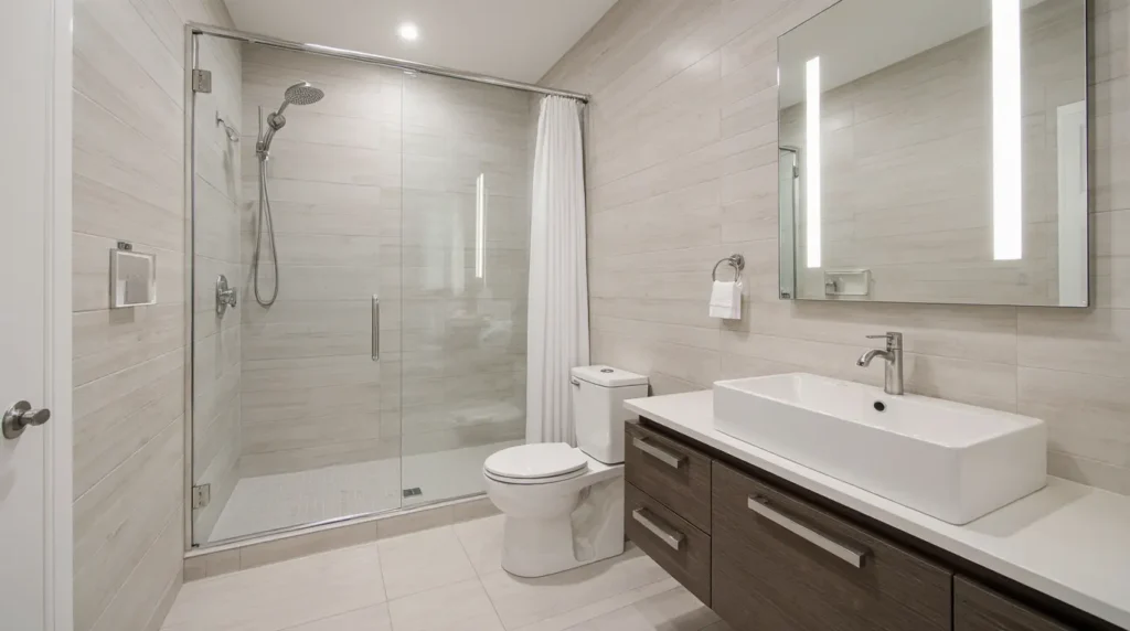 Affordable bathroom remodel near me with modern fixtures and a fresh design in Massachusetts.