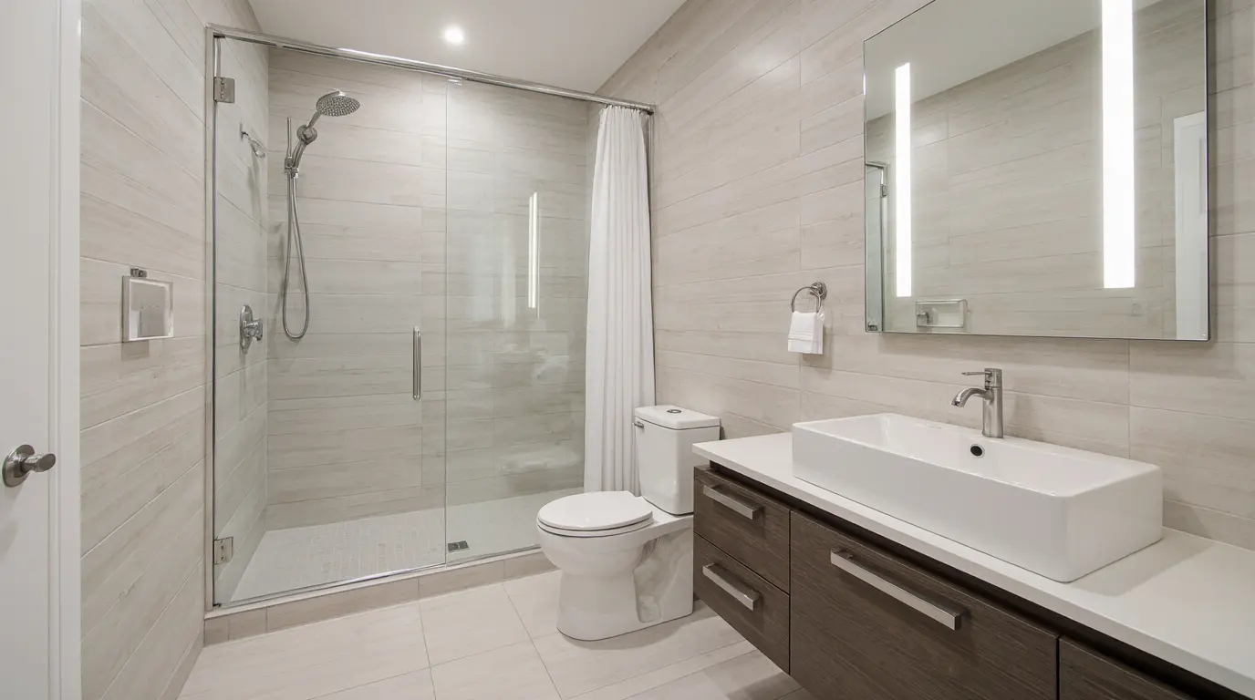 Affordable bathroom remodel near me with modern fixtures and a fresh design in Massachusetts.