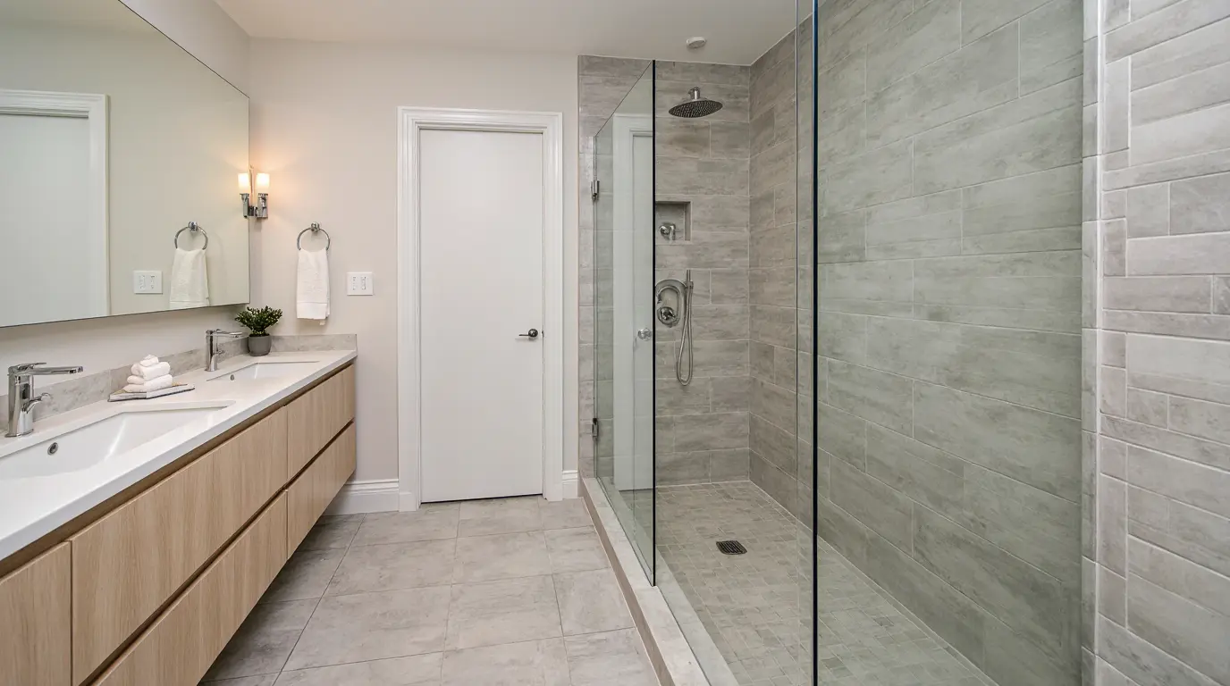 Affordable bathroom renovation cost with modern fixtures and finishes in Massachusetts.