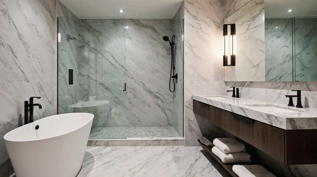 Bathroom remodeling near me with modern design, new fixtures, and updated finishes for a stylish and functional space.