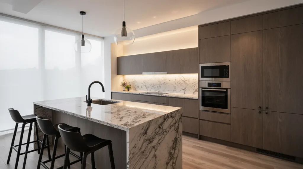 Affordable kitchen remodel near me with modern cabinetry, sleek countertops, and efficient design.