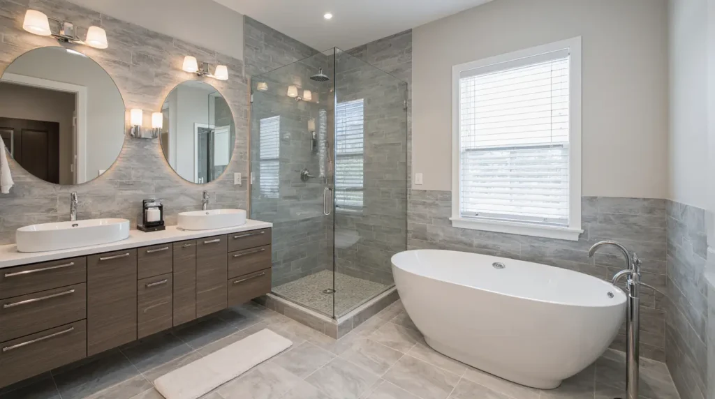 Expert bathroom remodeling near me with modern finishes and efficient design, enhancing both style and functionality.