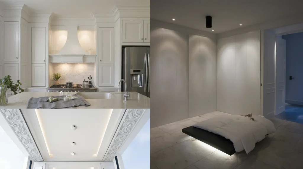 Innovative lighting ideas for kitchen and bathroom transformations, including ambient, task, and accent lighting solutions.